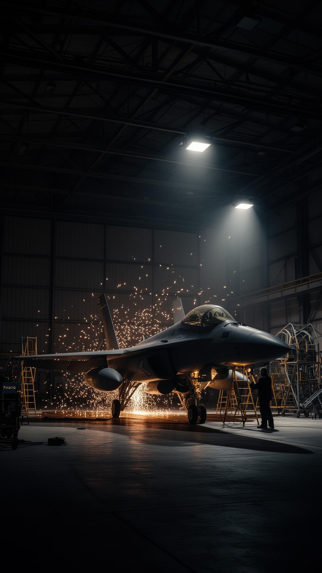 Aircraft maintenance in a secure hangar facility